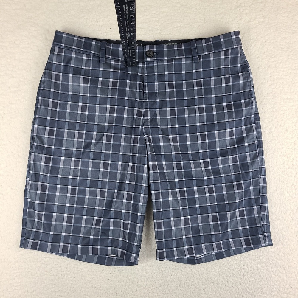 Nike Shorts Mens 36 Blue Check Plaid 10" Standard Dri Fit Chino Performance Golf